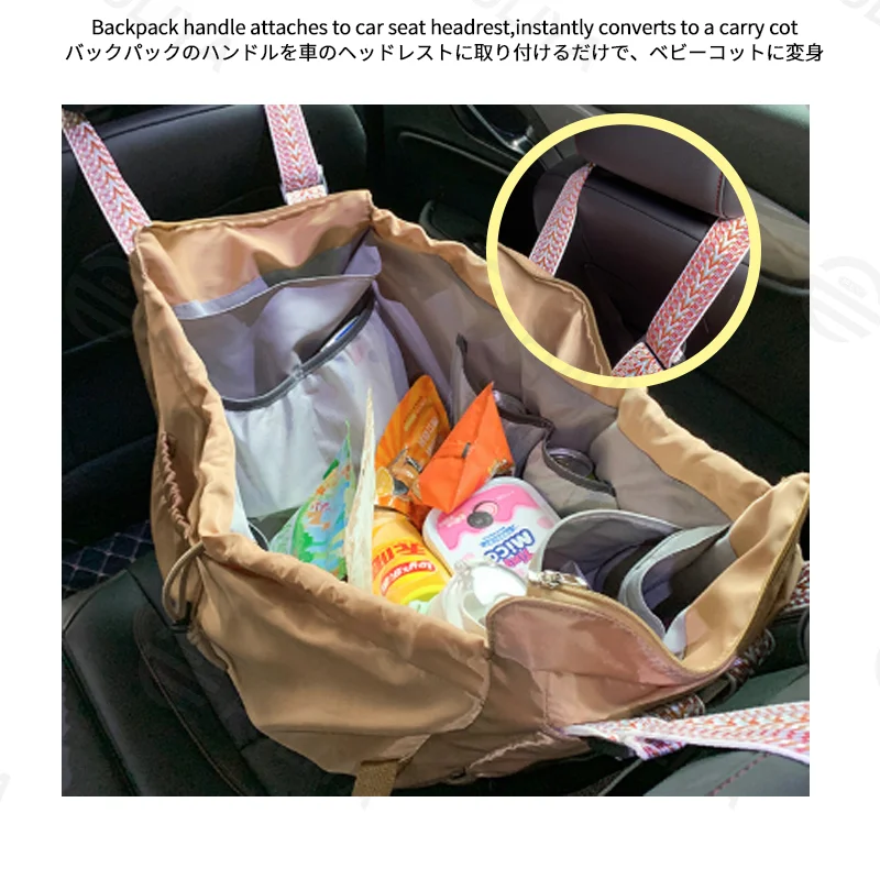 広州富麗雅実業有限会社 C-81405 この折りたたみマザーバッグは独立乾湿分離コンパートメント付き、買い物バスケットやベビーコットに変身可能、スーツケースにも装着でき、持ち運びに便利です。