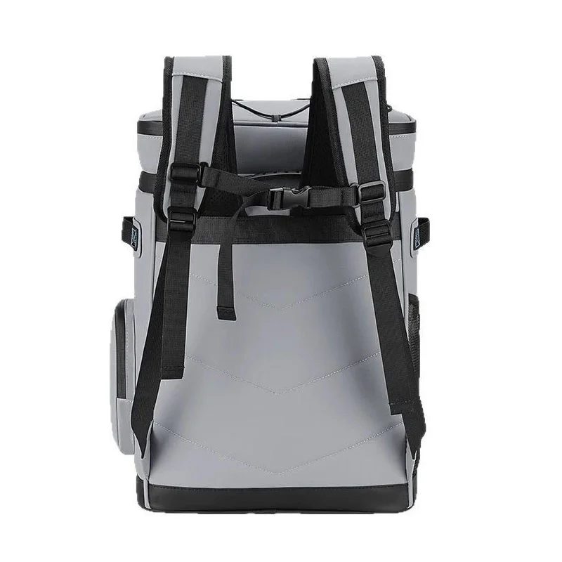 Guangzhou Fuliya Industry Co.,Ltd C-81410 This 30L large-capacity cooler bag is 100% leak-proof, keeps cold 12h and warm 6h, with picnic mat and cutlery storage - perfect for camping, picnics, and beach.