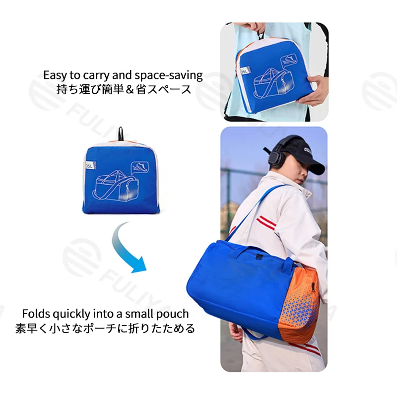 Guangzhou Fuliya Industry Co.,Ltd C-81416 This multi-functional drawstring bag is ultra-lightweight (0.32kg), water-repellent, with a ventilated shoe compartment, adjustable shoulder strap, and foldable storage - for football, gym, and travel.