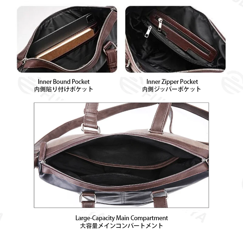 Guangzhou Fuliya Industry Co.,Ltd C-81421 This business briefcase is water-repellent, large-capacity for a laptop, with adjustable shoulder strap and buckle, inner pockets - perfect for hand, shoulder, or crossbody carry.