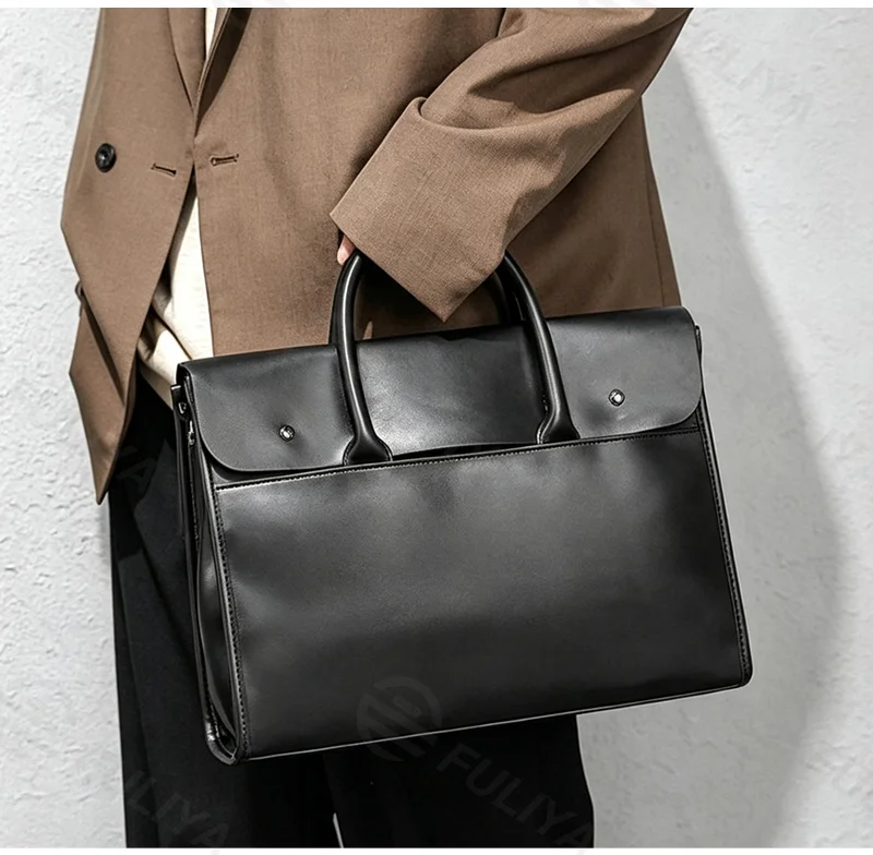 Guangzhou Fuliya Industry Co.,Ltd C-81422 This soft leather tote is large enough for a laptop, water-repellent and wear-resistant, with a detachable strap, hand/shoulder/crossbody carry - for commuting and business trips.