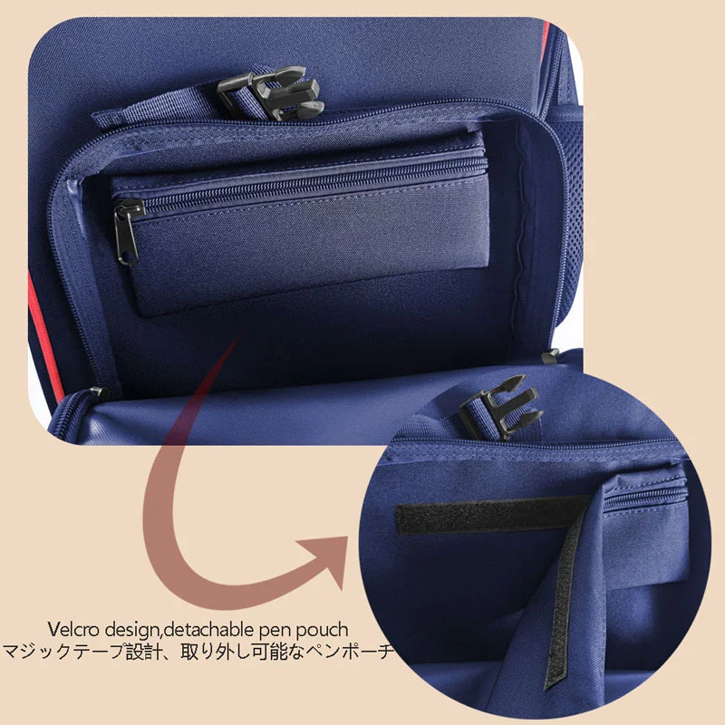 Guangzhou Fuliya Industry Co.,Ltd C-81424 This elementary school backpack features Velcro closure and a detachable pen pouch, lightweight - ideal for school and tutoring.