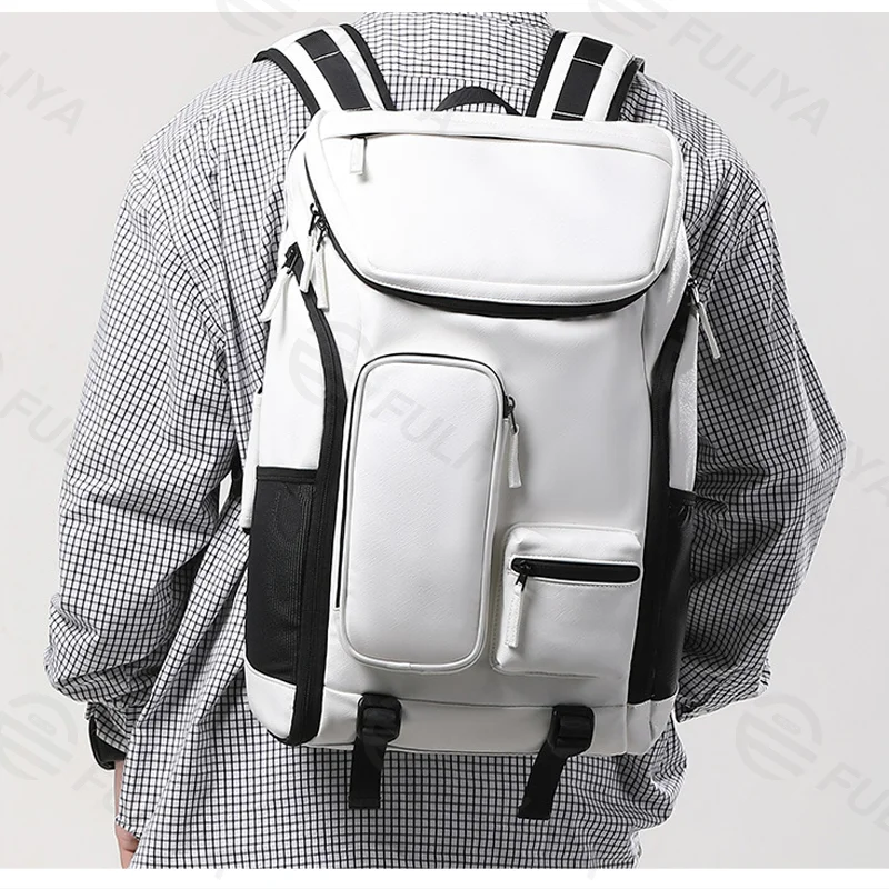 Guangzhou Fuliya Industry Co.,Ltd C-81425 This multi-functional backpack is water-repellent and durable, with large capacity, separate shoe compartment, laptop storage, and ergonomic back panel - for commuting, travel, and outdoor.