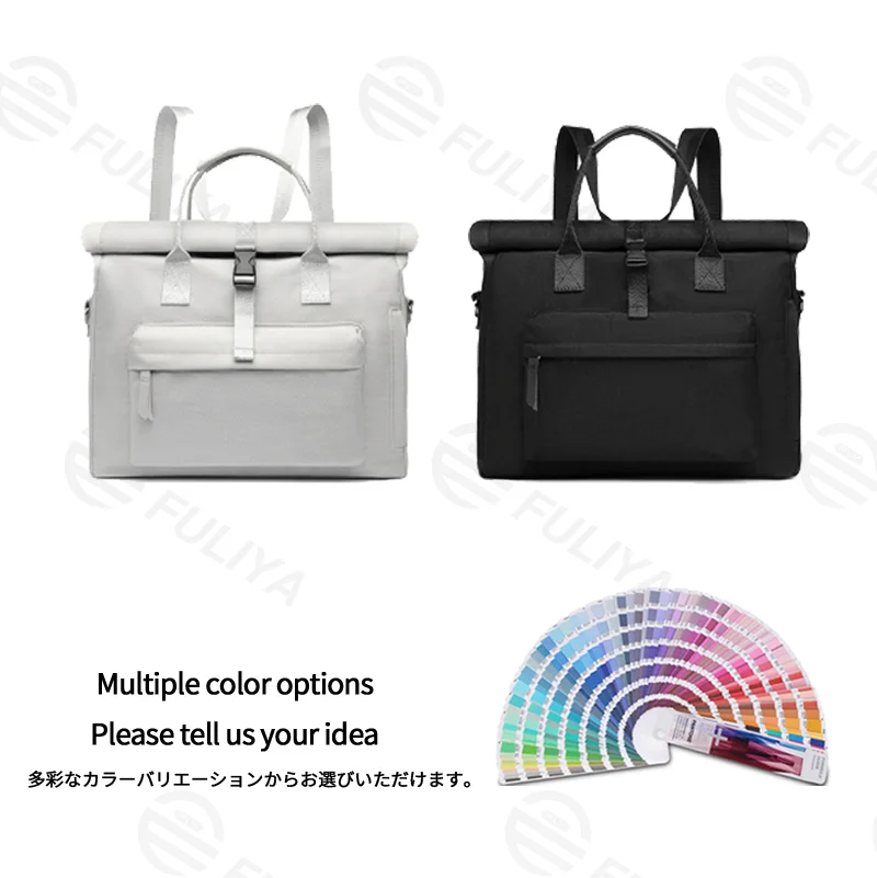 Guangzhou Fuliya Industry Co.,Ltd C-81427 This lightweight waterproof laptop bag converts between crossbody and hand carry, with dual air-cushion padding, large capacity, and trolley strap - for commuting and business trips.