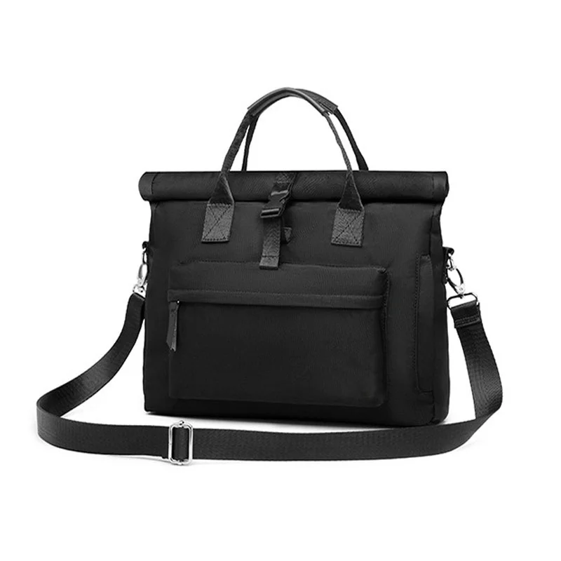 Guangzhou Fuliya Industry Co.,Ltd C-81427 This lightweight waterproof laptop bag converts between crossbody and hand carry, with dual air-cushion padding, large capacity, and trolley strap - for commuting and business trips.