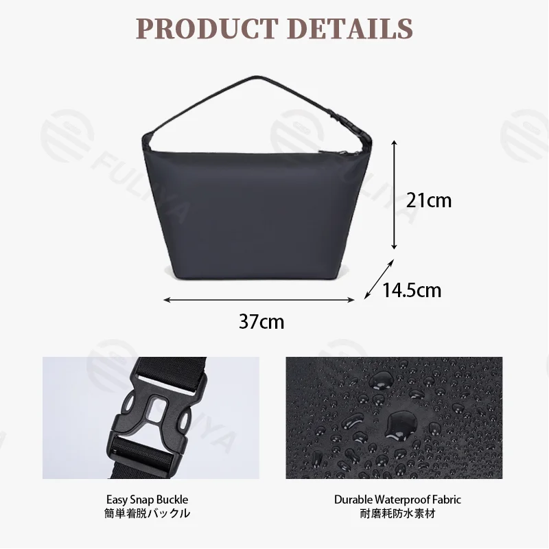 Guangzhou Fuliya Industry Co.,Ltd C-81431 This camera bag features durable waterproof PU coating, removable padded dividers, iPad compartment, and hand/shoulder/crossbody carry - for photography and daily use.