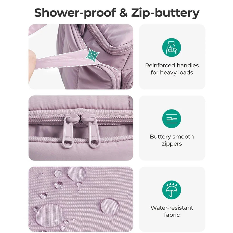Guangzhou Fuliya Industry Co.,Ltd C-81432 This fluffy makeup bag is lightweight, water-resistant with smooth zippers, 180° wide opening, and multiple mesh pockets - for travel and daily organization.