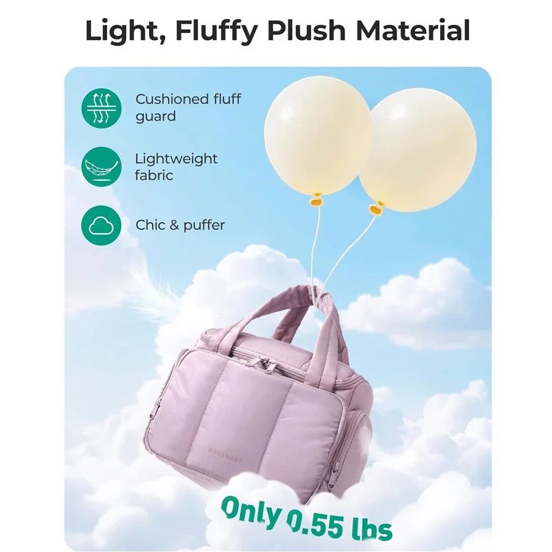 Guangzhou Fuliya Industry Co.,Ltd C-81432 This fluffy makeup bag is lightweight, water-resistant with smooth zippers, 180° wide opening, and multiple mesh pockets - for travel and daily organization.
