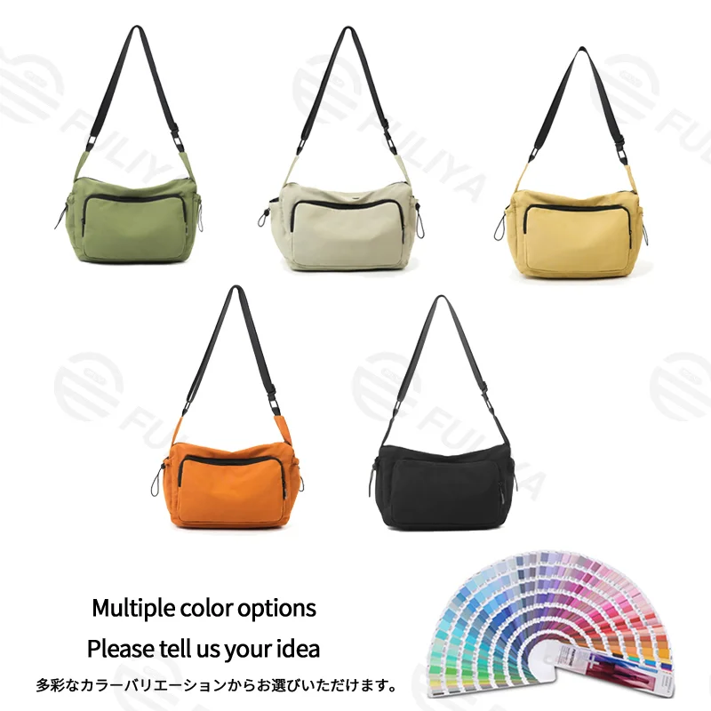 Guangzhou Fuliya Industry Co.,Ltd C-81435 This water-repellent shoulder bag has multi-layer pockets, an adjustable strap, and durable fabric - for commuting and outdoor use.