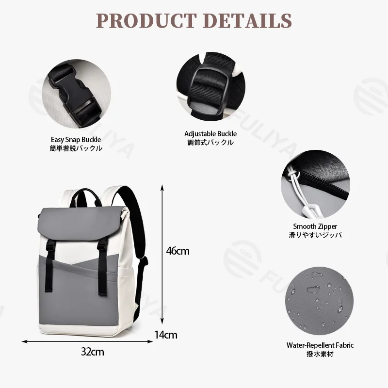 Guangzhou Fuliya Industry Co.,Ltd C-81441 This backpack has large capacity for a 17-inch laptop, with water-repellent fabric, breathable honeycomb back pad, and multiple pockets - for commuting and travel.