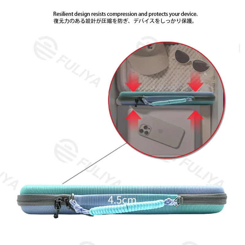 Guangzhou Fuliya Industry Co.,Ltd C-81453 This hard-shell storage bag is shockproof and waterproof, with scratch-proof fleece lining, cushioned edge protection, and smooth zipper - for commuting and travel.