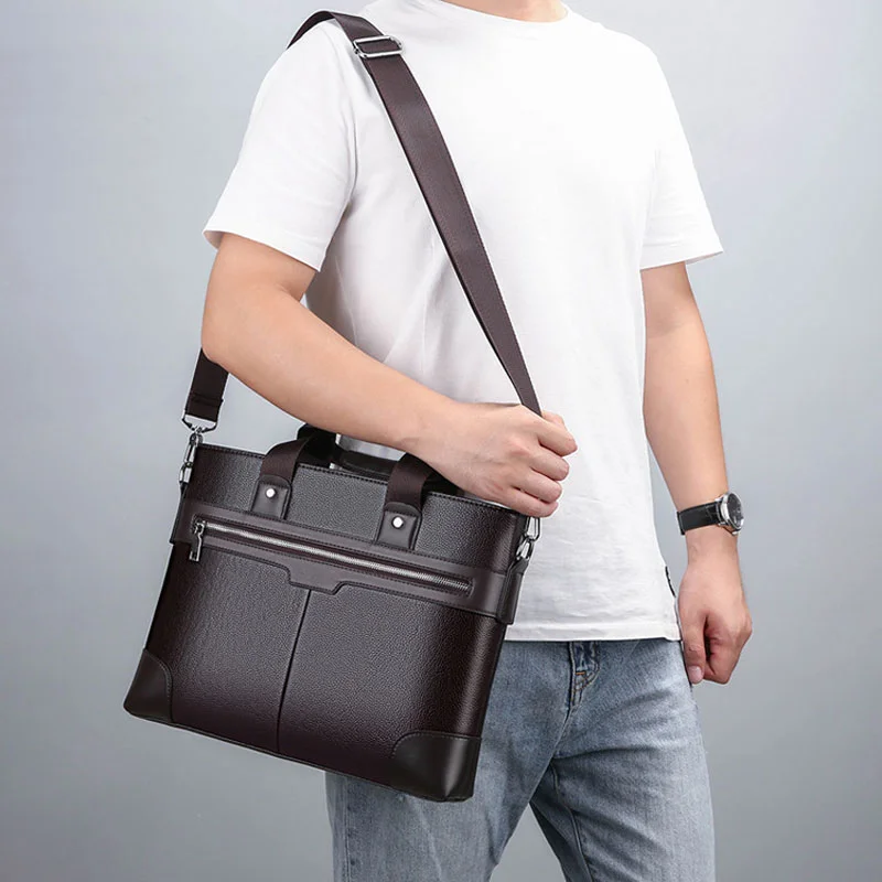 Guangzhou Fuliya Industry Co.,Ltd C-81456 This slim briefcase is lightweight, water-repellent, scratch-resistant, spacious with compartments, comfortable handle, and shoulder/crossbody strap - for commuting and business trips.