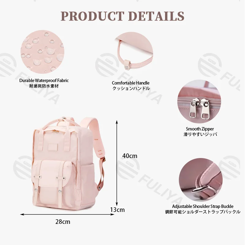 Guangzhou Fuliya Industry Co.,Ltd C-81462 This backpack is water-repellent, lightweight (0.63kg), fits a 15-inch laptop, with multiple compartments, and can be carried as a handbag, shoulder bag, or backpack - ideal for commuting and school.