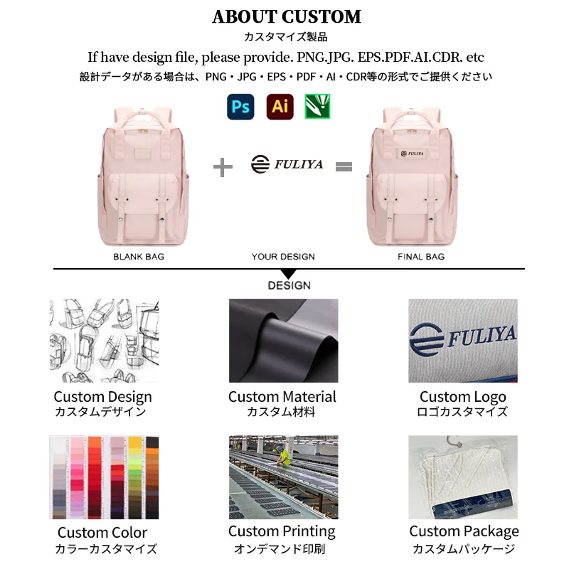 Guangzhou Fuliya Industry Co.,Ltd C-81462 This backpack is water-repellent, lightweight (0.63kg), fits a 15-inch laptop, with multiple compartments, and can be carried as a handbag, shoulder bag, or backpack - ideal for commuting and school.