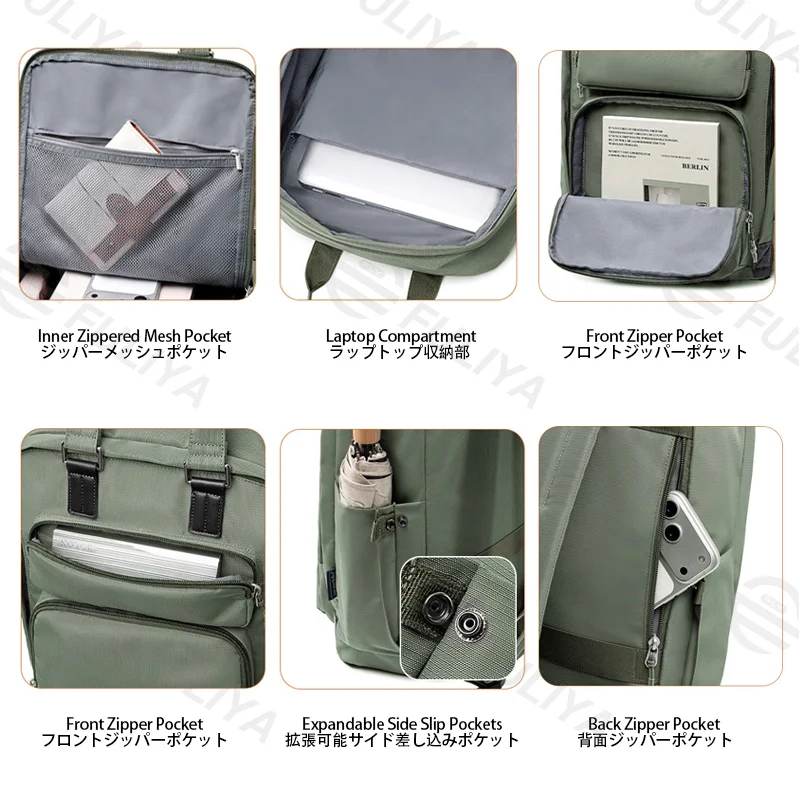 Guangzhou Fuliya Industry Co.,Ltd C-81464 This versatile backpack fits a laptop, is water-repellent and stain-resistant, includes a detachable insulated bottle pouch, and has a trolley strap - suitable for business, commuting, and family outings.