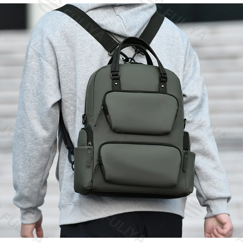 Guangzhou Fuliya Industry Co.,Ltd C-81466 This business bag fits a 15.6" laptop, has detachable straps for hand, backpack, or crossbody carry, and a trolley sleeve - for commuting, business trips, and travel.