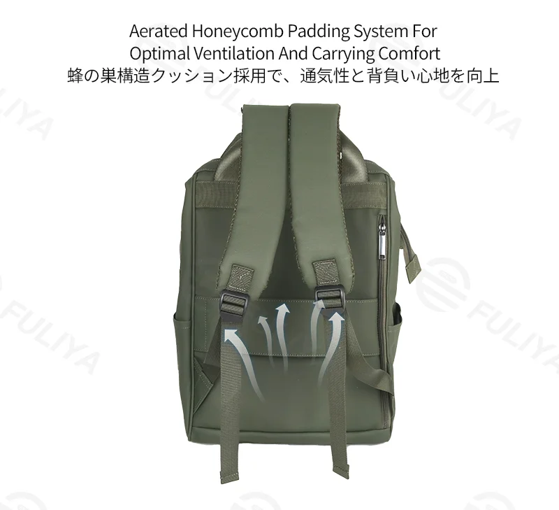 Guangzhou Fuliya Industry Co.,Ltd C-81325 Large-capacity backpack, water-repellent and wear-resistant fabric, built-in laptop compartment, luggage pass-through sleeve, multi-pocket design - suitable for commuting, travel, school, and business.