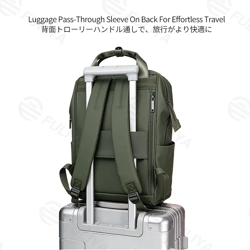 Guangzhou Fuliya Industry Co.,Ltd C-81325 Large-capacity backpack, water-repellent and wear-resistant fabric, built-in laptop compartment, luggage pass-through sleeve, multi-pocket design - suitable for commuting, travel, school, and business.
