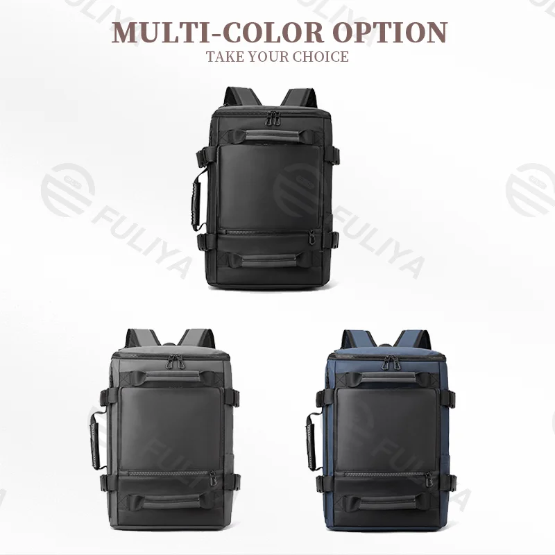 Guangzhou Fuliya Industry Co.,Ltd C-81062 Men's multi-functional backpack, large capacity, laptop compartment, dual zipper, hidden straps, and detachable strap - backpack, shoulder bag, crossbody bag, or tote for business, commuting, and travel.