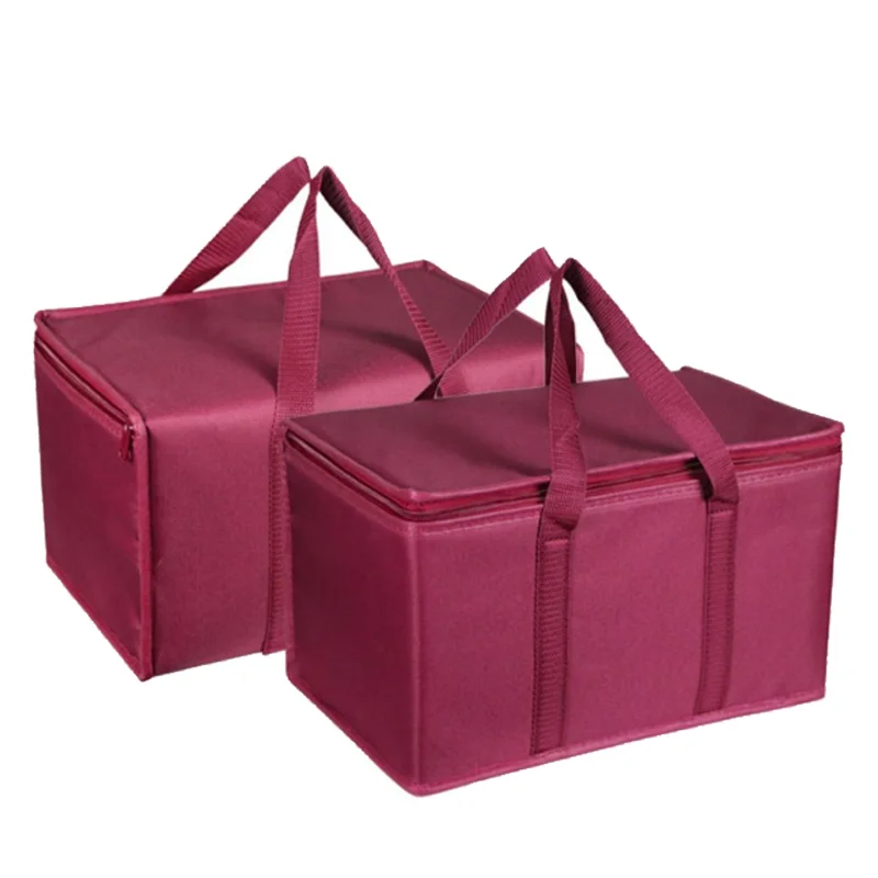 Guangzhou Fuliya Industry Co.,Ltd C-80902 Thickened lattice aluminum foil insulated bag, water-resistant, anti-corrosive and tear-resistant, collapsible, solid feet, nylon woven handle, and smooth zipper - for seafood, food delivery, and takeout.