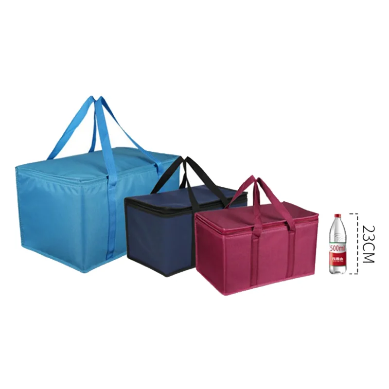 Guangzhou Fuliya Industry Co.,Ltd C-80902 Thickened lattice aluminum foil insulated bag, water-resistant, anti-corrosive and tear-resistant, collapsible, solid feet, nylon woven handle, and smooth zipper - for seafood, food delivery, and takeout.