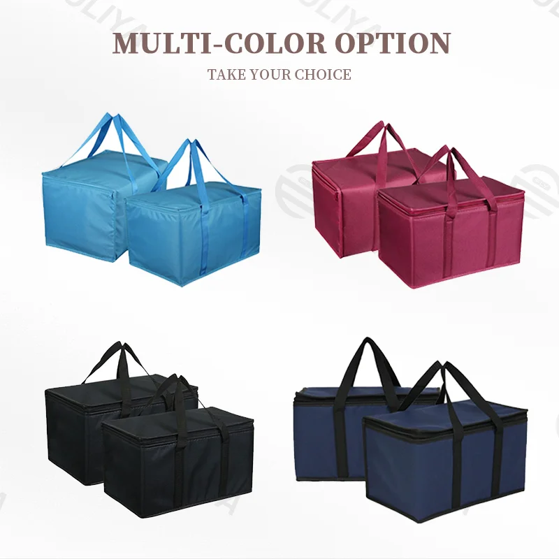 Guangzhou Fuliya Industry Co.,Ltd C-80902 Thickened lattice aluminum foil insulated bag, water-resistant, anti-corrosive and tear-resistant, collapsible, solid feet, nylon woven handle, and smooth zipper - for seafood, food delivery, and takeout.