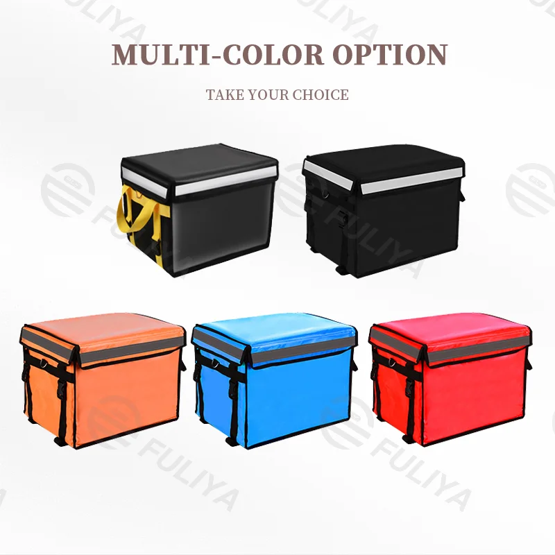Guangzhou Fuliya Industry Co.,Ltd C-80903 Large-capacity food delivery insulated box, water-resistant and wear-resistant, thickened foil lining and ABS bracket, available in 30L/45L/62L - for pizza, cake, food delivery, and picnics.