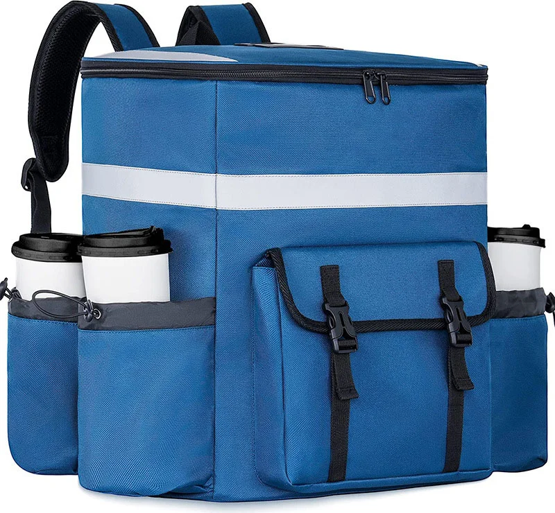 Guangzhou Fuliya Industry Co.,Ltd C-80904 36L pizza delivery insulated backpack, 600D Oxford fabric, water-resistant, padded straps, breathable back pad, and dual zipper - holds 8 pizzas or 12 cans for food delivery.