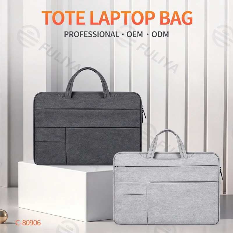 Guangzhou Fuliya Industry Co.,Ltd C-80906 Lightweight multi-compartment laptop bag, thickened plush lining, hidden carry handle, rear document pocket, and Velcro design - multiple colors for 13.3/15.4/15.6-inch laptops.