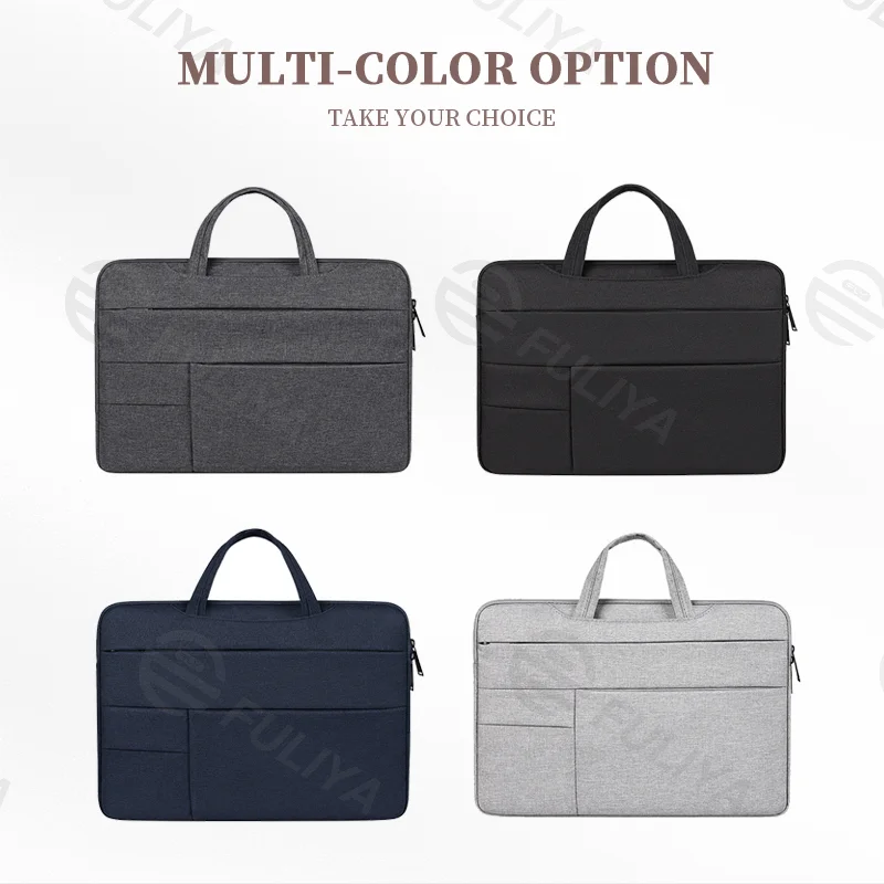 Guangzhou Fuliya Industry Co.,Ltd C-80906 Lightweight multi-compartment laptop bag, thickened plush lining, hidden carry handle, rear document pocket, and Velcro design - multiple colors for 13.3/15.4/15.6-inch laptops.