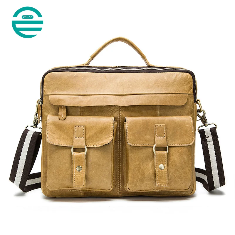 Guangzhou Fuliya Industry Co.,Ltd C-80907 Vintage crazy horse leather men's shoulder bag, top-grain cowhide, durable texture, hand and crossbody carry - for business, commuting, and casual use.