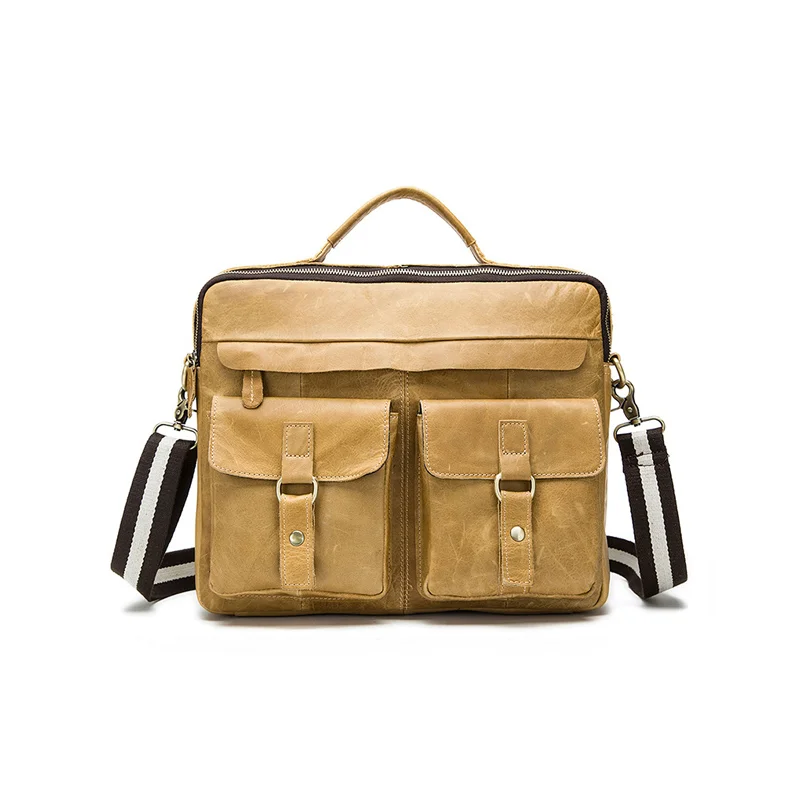 Guangzhou Fuliya Industry Co.,Ltd C-80907 Vintage crazy horse leather men's shoulder bag, top-grain cowhide, durable texture, hand and crossbody carry - for business, commuting, and casual use.