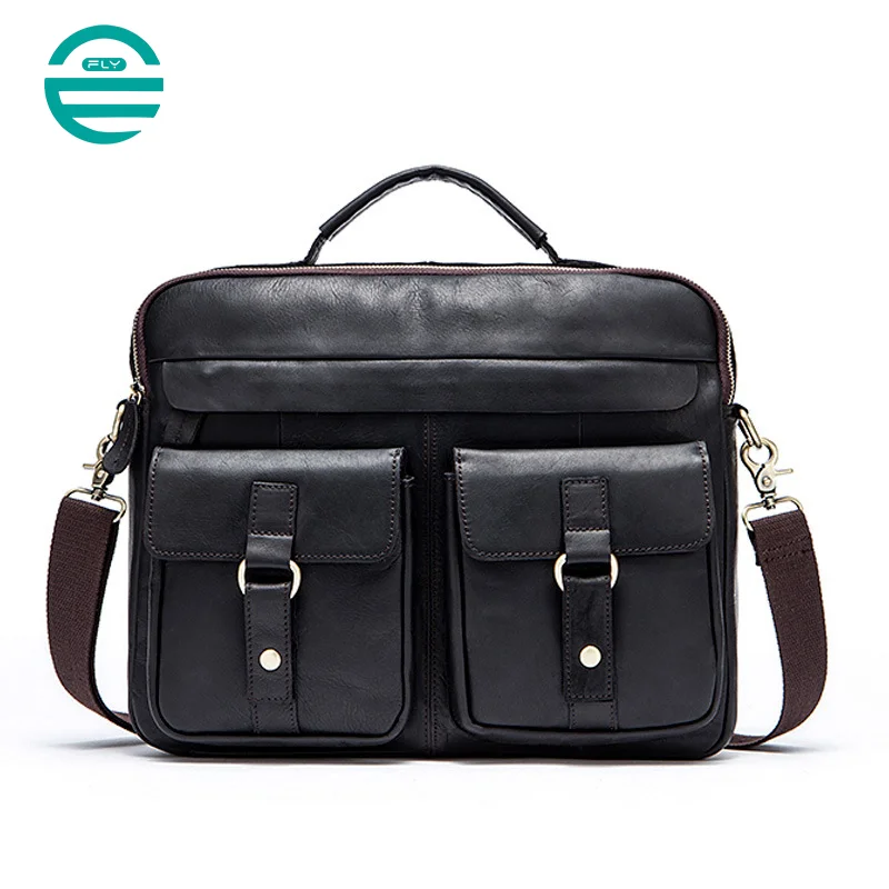 Guangzhou Fuliya Industry Co.,Ltd C-80907 Vintage crazy horse leather men's shoulder bag, top-grain cowhide, durable texture, hand and crossbody carry - for business, commuting, and casual use.