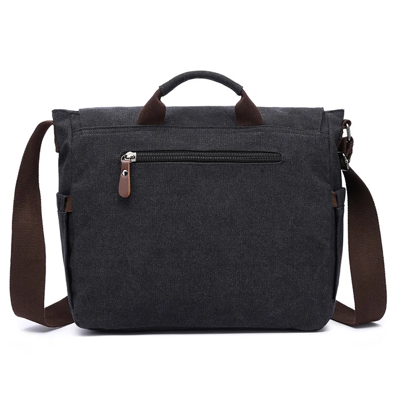 Guangzhou Fuliya Industry Co.,Ltd C-80910 Men's canvas shoulder/crossbody bag, soft washed canvas, large capacity, laptop sleeve, inner zipper pocket, and adjustable strap - hand, shoulder, or crossbody carry for business, commuting, and casual use.