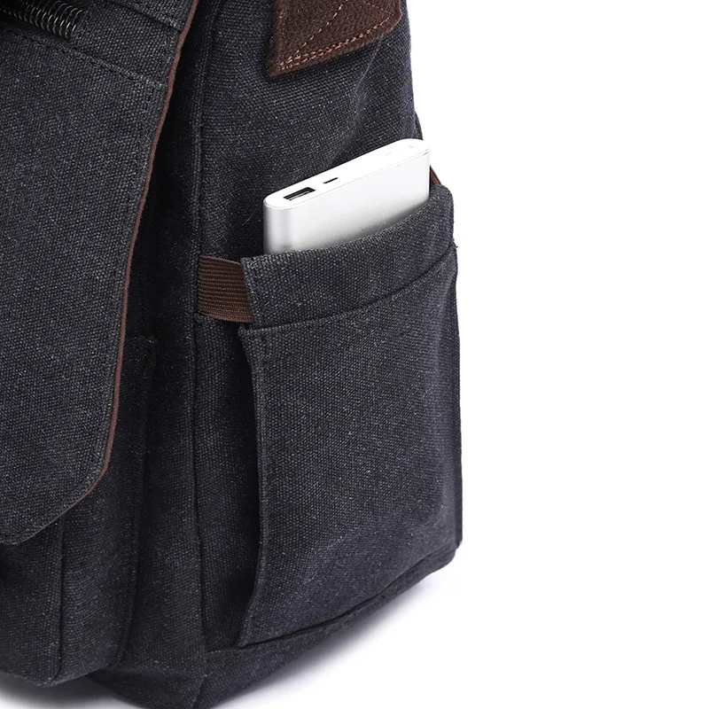 Guangzhou Fuliya Industry Co.,Ltd C-80910 Men's canvas shoulder/crossbody bag, soft washed canvas, large capacity, laptop sleeve, inner zipper pocket, and adjustable strap - hand, shoulder, or crossbody carry for business, commuting, and casual use.