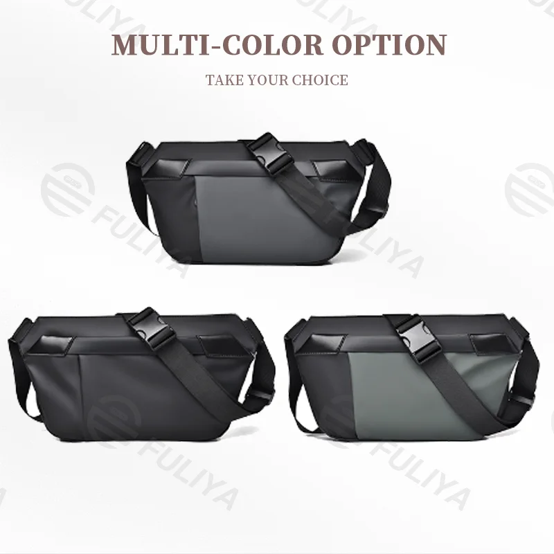 Guangzhou Fuliya Industry Co.,Ltd C-80913  Men's utility crossbody bag, water-repellent, multi-layer storage, fits 7.9" iPad, heavy-duty buckle, quick-release clip, and adjustable strap - for cycling, commuting, and outdoor.
