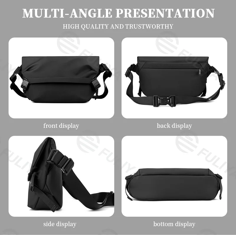 Guangzhou Fuliya Industry Co.,Ltd C-80914 New crossbody bag, water-repellent nylon, multi-layer large capacity, double magnetic buckle, adjustable strap, and luggage strap - hand carry or attach to suitcase for commuting, travel, and daily use.