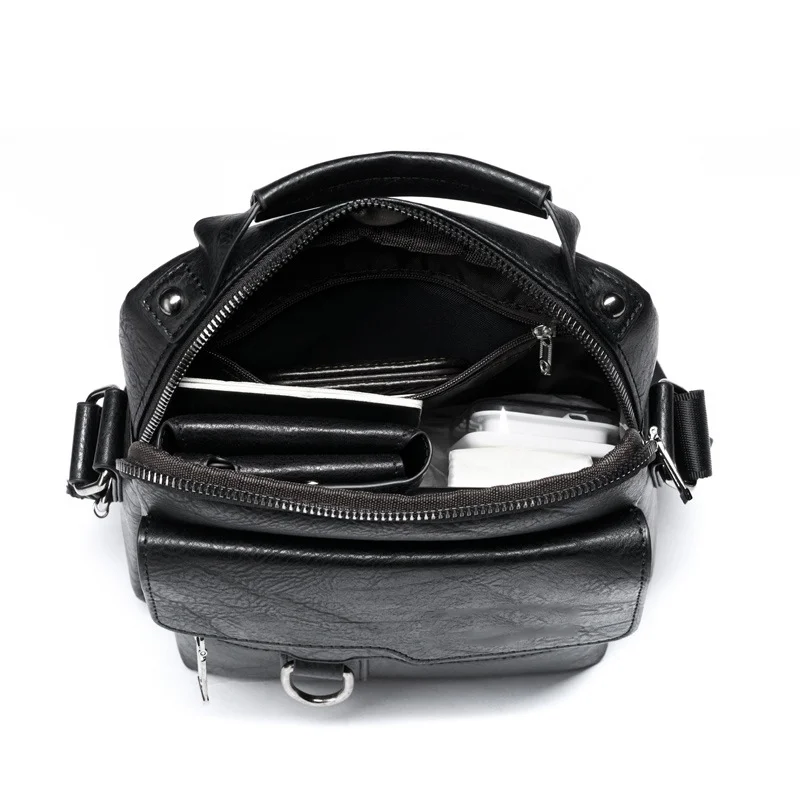 Guangzhou Fuliya Industry Co.,Ltd C-80915  Men's vintage crossbody bag, textured leather, compact body with large capacity, multi-pockets, and quality hardware - shoulder, crossbody, or hand carry for business, commuting, and daily use.