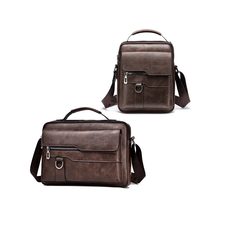 Guangzhou Fuliya Industry Co.,Ltd C-80915  Men's vintage crossbody bag, textured leather, compact body with large capacity, multi-pockets, and quality hardware - shoulder, crossbody, or hand carry for business, commuting, and daily use.