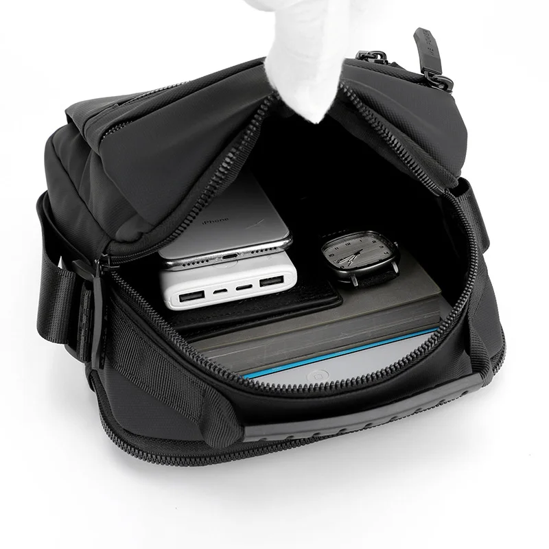 Guangzhou Fuliya Industry Co.,Ltd C-80916 New men's crossbody bag, high-density water-repellent nylon, multi-layer large capacity, multiple pockets, and adjustable strap - hand or shoulder carry for commuting, travel, and outdoor.