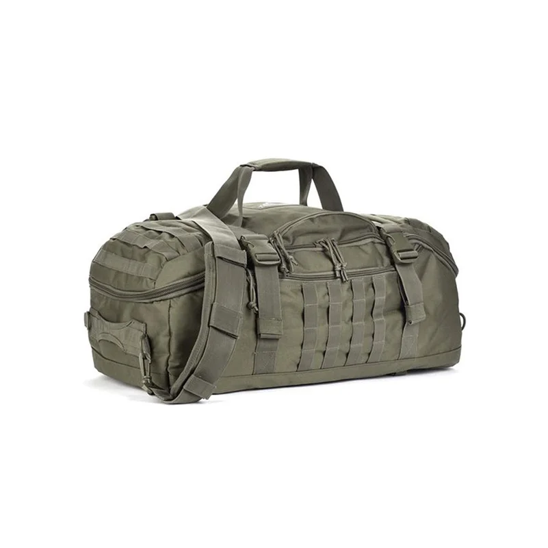 Guangzhou Fuliya Industry Co.,Ltd C-80921  Tactical travel gym bag, water-resistant, large capacity, anti-theft main pocket, hidden top pocket, and MOLLE system - for short trips and fitness.