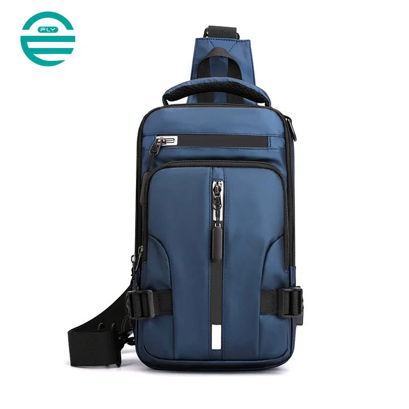 Guangzhou Fuliya Industry Co.,Ltd C-80926 New men's water-repellent multi-functional chest bag, multi-layer large capacity, approx. 0.34kg, USB port, and adjustable strap - shoulder, backpack, hand, or chest carry for casual, commuting, and outdoor.