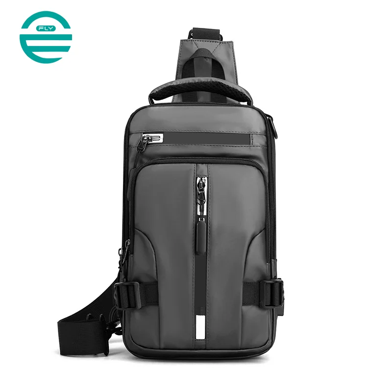 Guangzhou Fuliya Industry Co.,Ltd C-80926 New men's water-repellent multi-functional chest bag, multi-layer large capacity, approx. 0.34kg, USB port, and adjustable strap - shoulder, backpack, hand, or chest carry for casual, commuting, and outdoor.