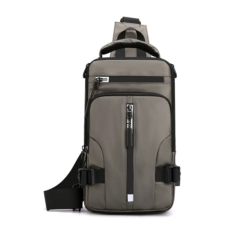 Guangzhou Fuliya Industry Co.,Ltd C-80926 New men's water-repellent multi-functional chest bag, multi-layer large capacity, approx. 0.34kg, USB port, and adjustable strap - shoulder, backpack, hand, or chest carry for casual, commuting, and outdoor.