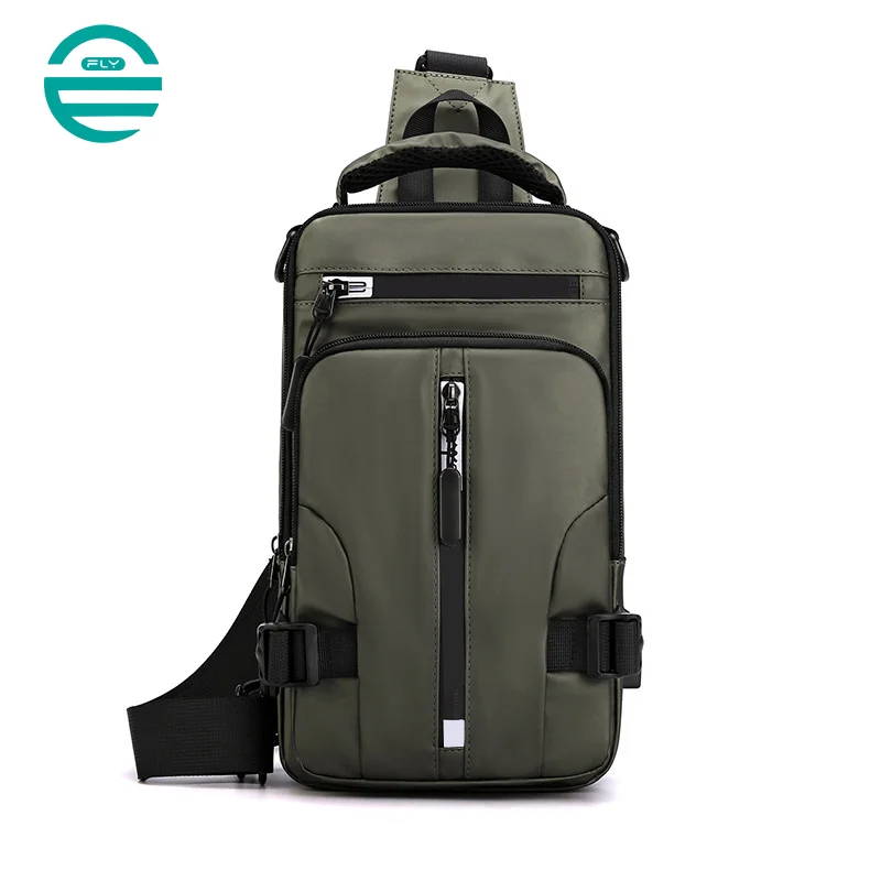 Guangzhou Fuliya Industry Co.,Ltd C-80926 New men's water-repellent multi-functional chest bag, multi-layer large capacity, approx. 0.34kg, USB port, and adjustable strap - shoulder, backpack, hand, or chest carry for casual, commuting, and outdoor.
