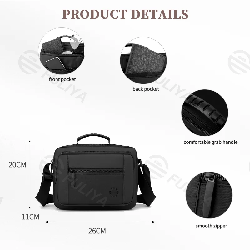 Guangzhou Fuliya Industry Co.,Ltd C-80928 New men's utility crossbody bag, high-density nylon, multi-layer large capacity, anti-theft rear pocket, and durable comfortable handle - for sports, commuting, and cycling.