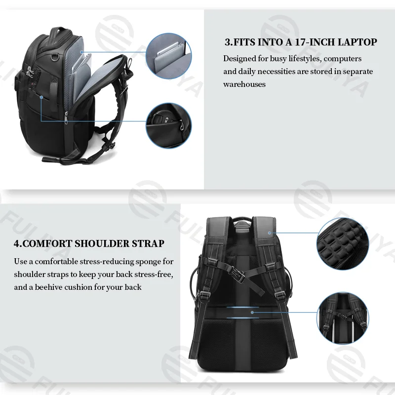 Guangzhou Fuliya Industry Co.,Ltd C-80931 Multi-functional camera backpack, dual-use for photography and casual carry, large capacity, laptop sleeve, combination lock, removable dividers, tripod attachment, and survival whistle - water-resistant.
