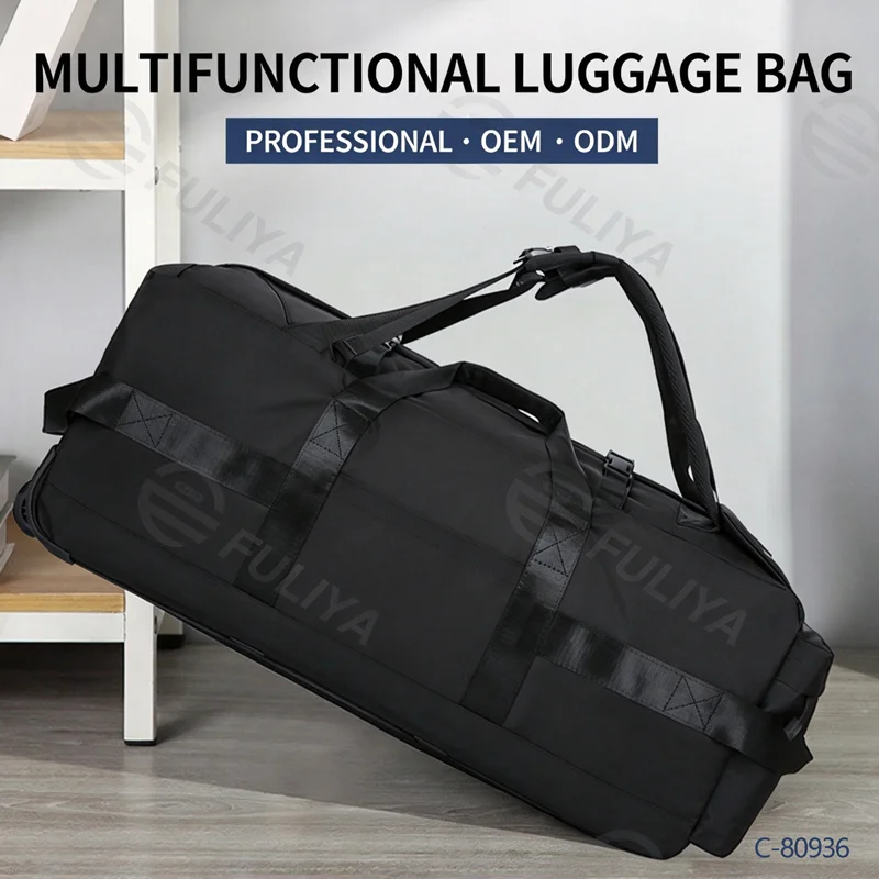 Guangzhou Fuliya Industry Co.,Ltd C-80936 Multi-functional large-capacity travel bag, backpack, handbag, or trolley carry, silent wheels, anti-scratch pad, and adjustable buckle, foldable - for daily use, travel, and outdoor.