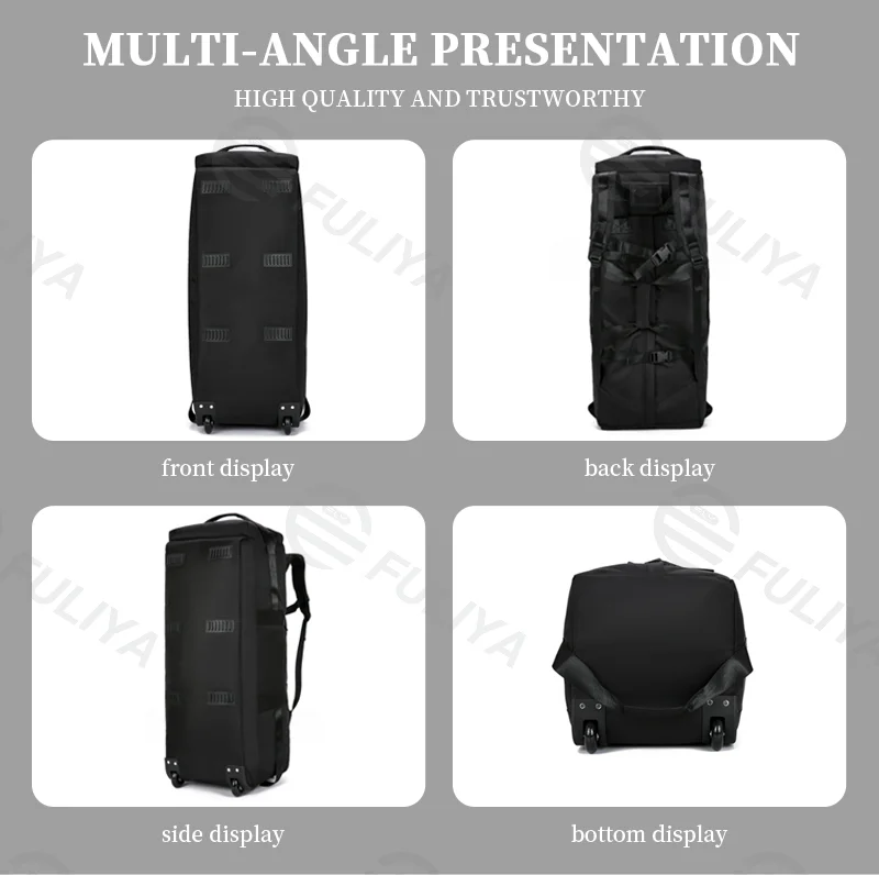 Guangzhou Fuliya Industry Co.,Ltd C-80936 Multi-functional large-capacity travel bag, backpack, handbag, or trolley carry, silent wheels, anti-scratch pad, and adjustable buckle, foldable - for daily use, travel, and outdoor.