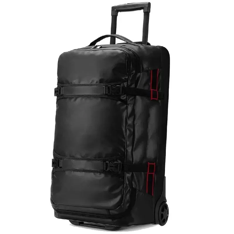 Guangzhou Fuliya Industry Co.,Ltd C-80937 70L water-resistant Oxford trolley bag. 3-way carry (backpack/hand/trolley) with silent wheels, anti-scratch pad, and buckles. Foldable for daily, travel, and outdoor use.